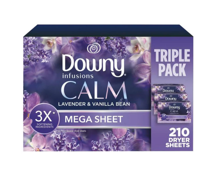 Downy Infusions Calm (Lavender & Vanilla Bean) Dryer Sheets 210's