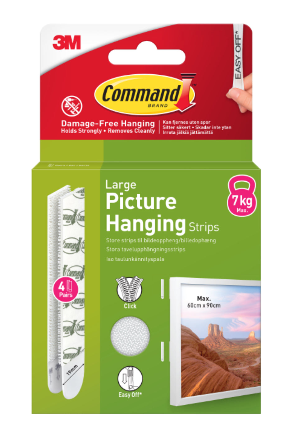 COMMAND LARGE PICTURE STRIPS 7KG 4PK