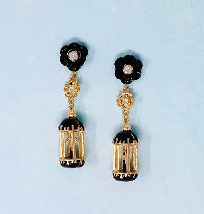 Birdcage Earrings: Neon Pink