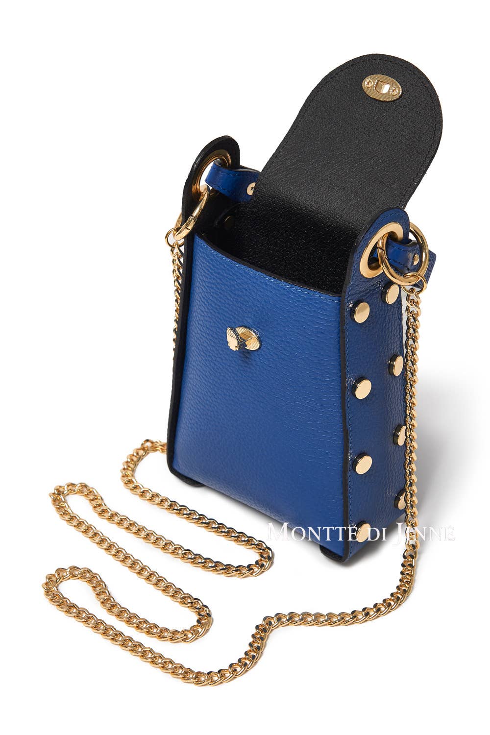 Italian Genuine Leather Mini Bee Bag with Gold Chain Strap: Green