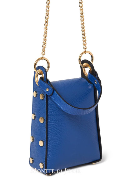 Italian Genuine Leather Mini Bee Bag with Gold Chain Strap: Green