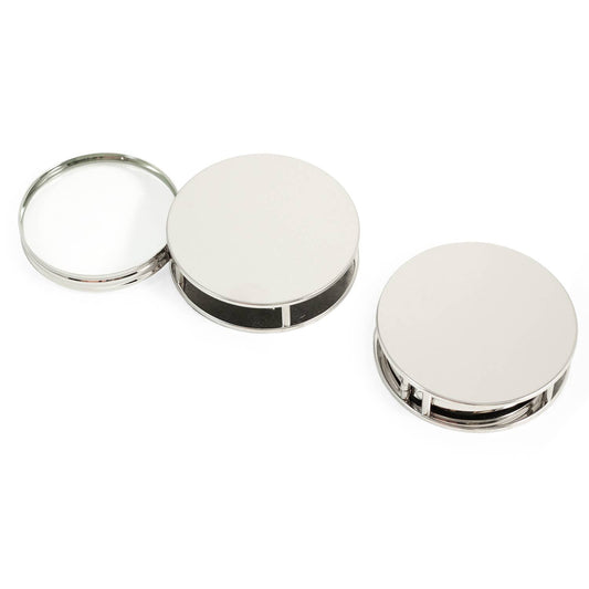Chrome Plated Paperweight & Fold Out Magnifier: Chrome