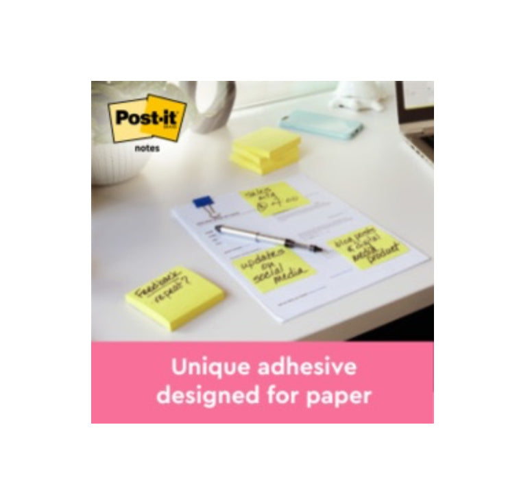 Post-it® Yellow Notes 76mm x 76mm 100 Sheets ,5 Pads Plus 1 Free