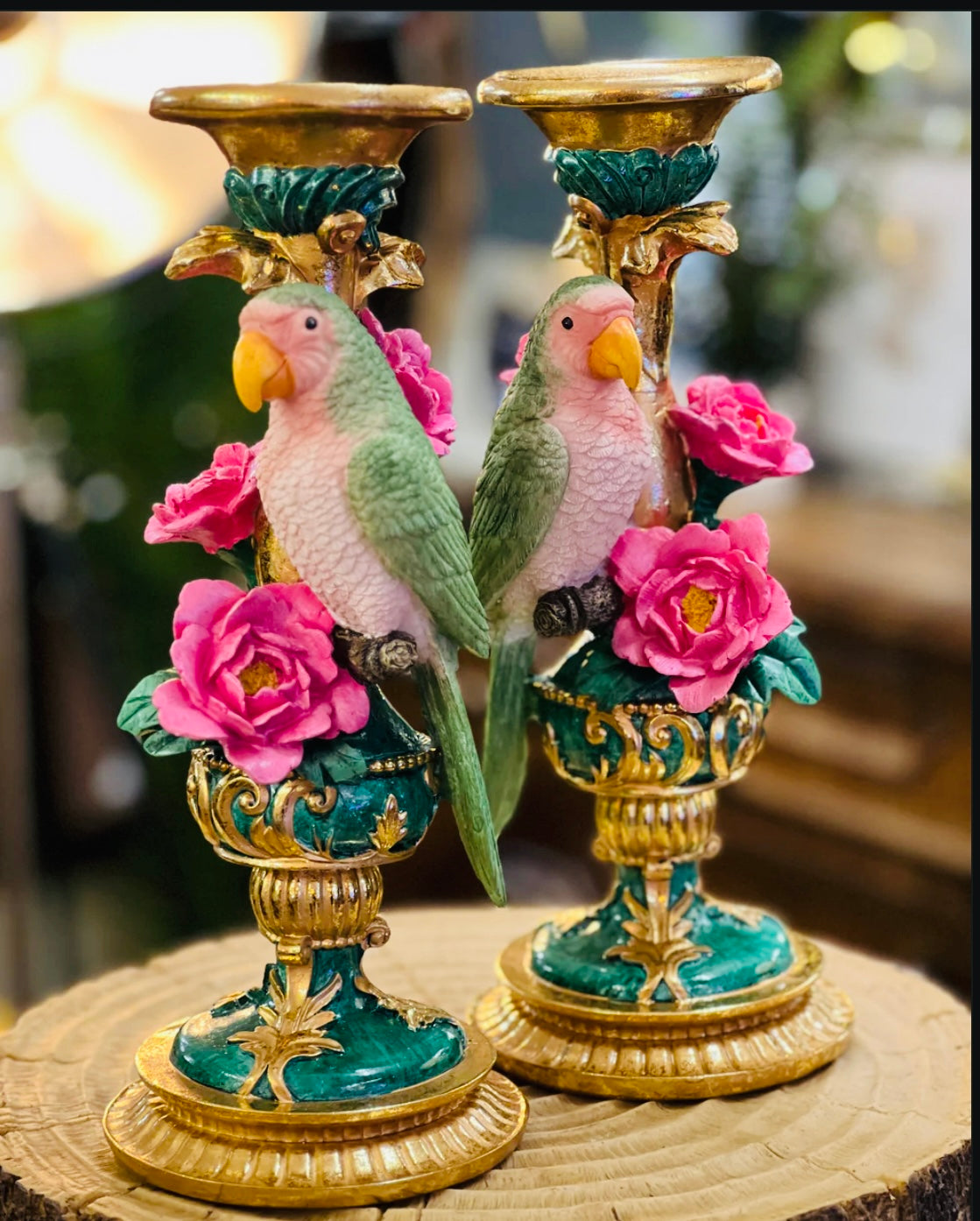 Pair Of Parrot Candle Holders