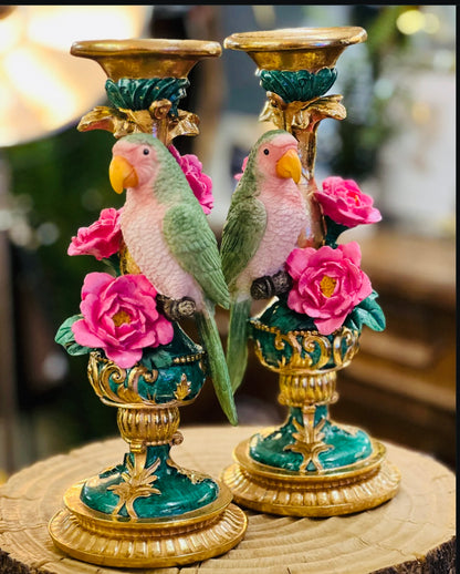 Pair Of Parrot Candle Holders