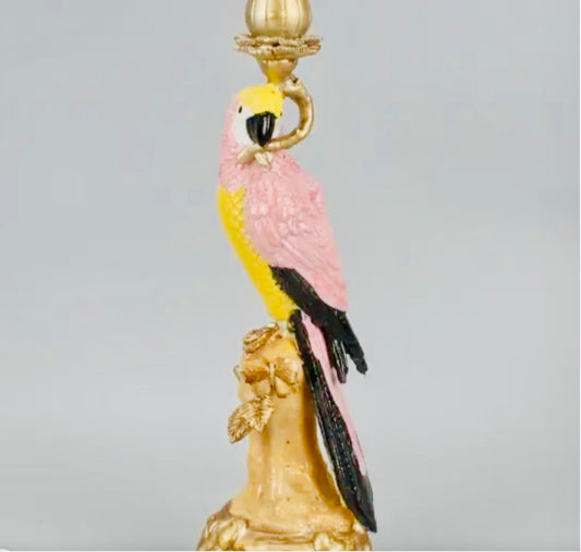 Antiqued Ornate Parrot Candle Holder