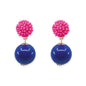 Seed Bead Navy Candy Earrings: Neon Pink