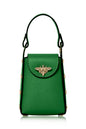 Italian Genuine Leather Mini Bee Bag with Gold Chain Strap: Green