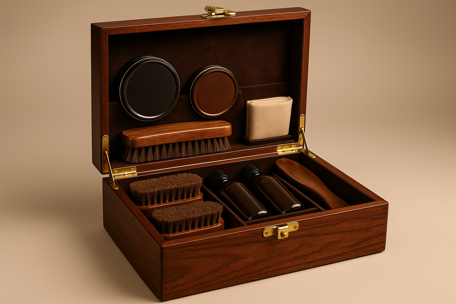 Luxury shoe shining wooden box kit 